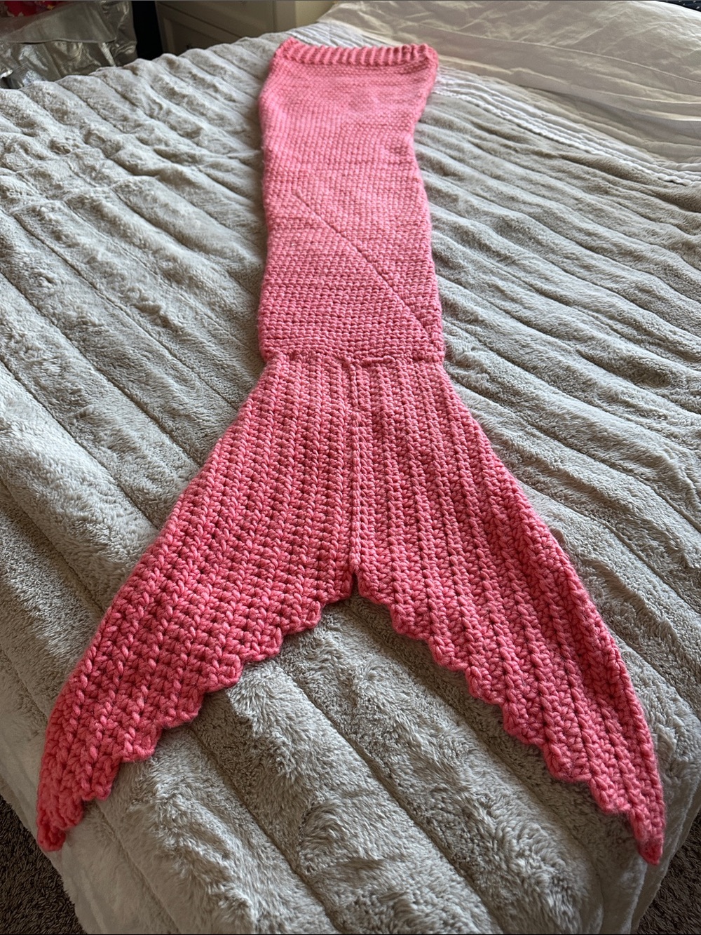 Handmade Pink Mermaid Tail Blanket